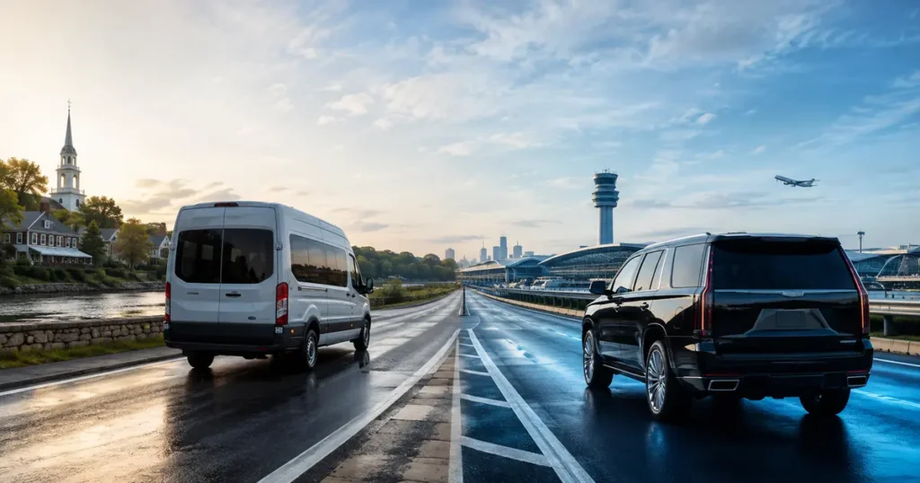 Airport shuttle and private car service traveling from Connecticut to JFK Airport
